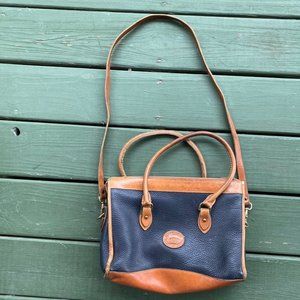 Dooney & Bourke Navy and Brown Leather Crossbody Handbag